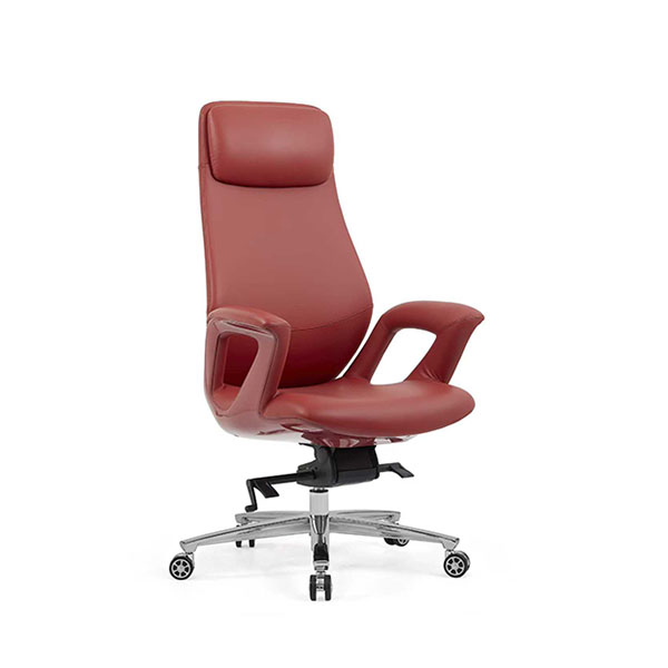E007 Burgundy Genuine Leather Ergonomic Chairs