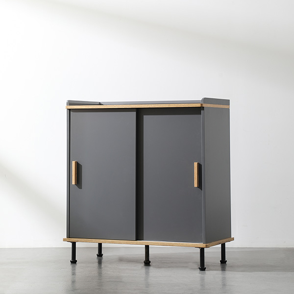 Steel Leg Wood Handle Two Door Storage Cabinet