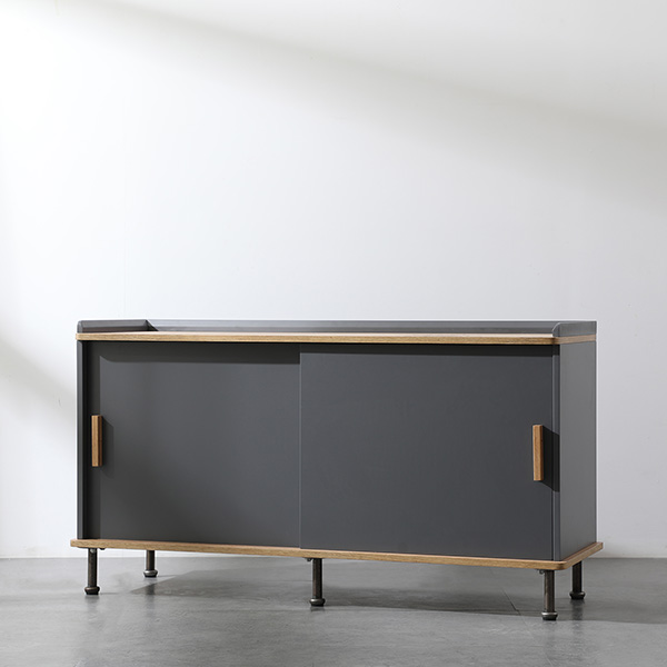 Wood Handle Metal Leg TV Cabinet with Drawers Cable Hole