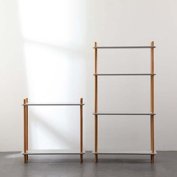 Solid Wood Leg Open Storage Rack Combined Bookshelf