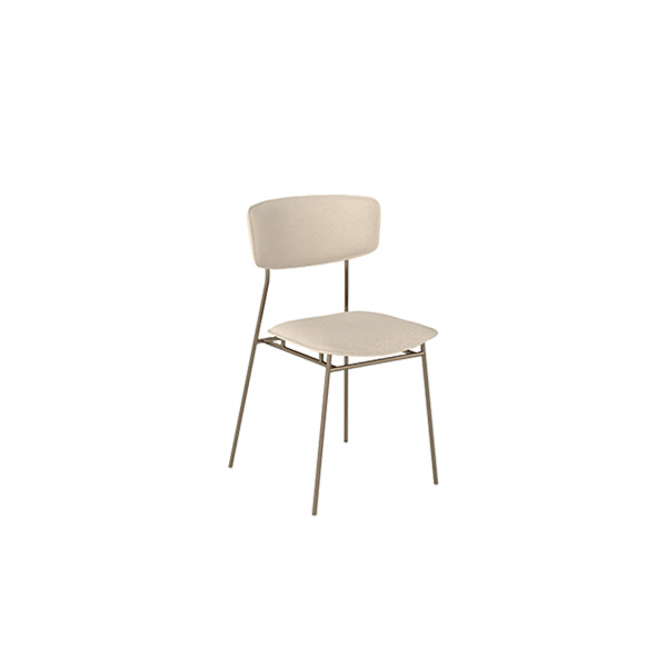 Minimalist Thin Metal Leg Fabric Upholstered Side Chair
