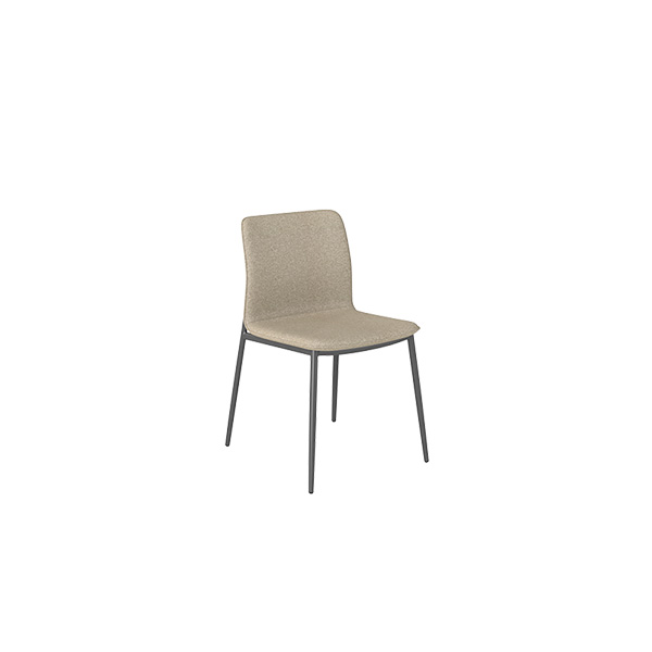 Modern Minimalist Thin Metal Leg Integrated Fabric Dining Chair