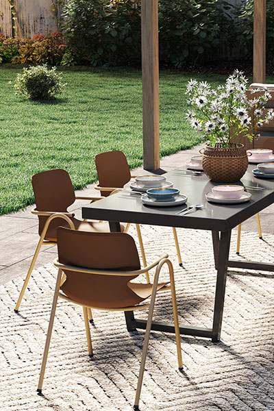 Durable resort-grade material performance seating