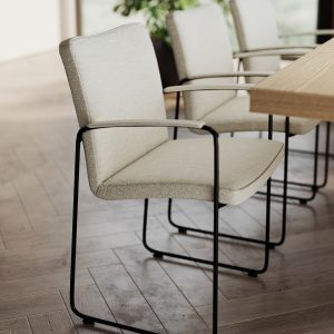 Modern Cantilever Fabric Dining Chair with Armrest