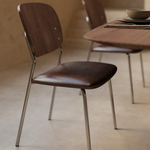 Contemporary Wood‑Back PU Leather Dining Chair