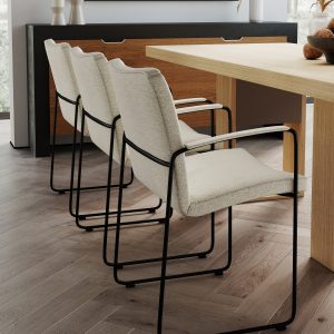 Modern Cantilever Fabric Dining Chair with Armrest